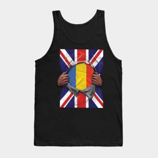 Romania Flag Great Britain Flag Ripped - Gift for Romanian From Romania Tank Top